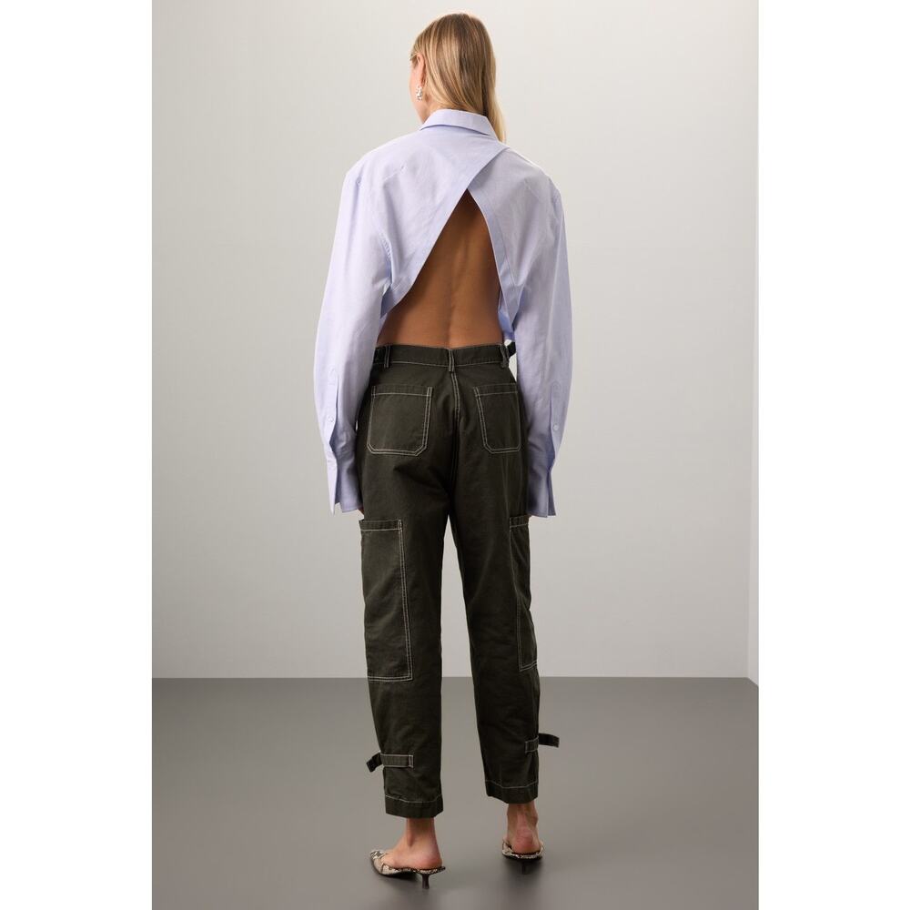 Ashley Park x RTR Olive Green Straight Leg Twill Cargo Pants Size 8 - Picture 4 of 13